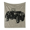 thumbnail image 1 of Cars Soft Flannel Fleece Throw Blanket, Classic Italian Model Nostalgic Car 50's Star Sign Pop Art Hobby Old-Fashion Image, Cozy Plush for Indoor and Outdoor Use, 50" x 70", Brown Black, by Ambesonne, 1 of 5