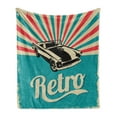 thumbnail image 1 of Cars Soft Flannel Fleece Throw Blanket, Classical American Car on Retro Striped Backdrop with Grunge Display, Cozy Plush for Indoor and Outdoor Use, 70" x 90", Sky Blue Hot Pink Black, by Ambesonne, 1 of 5