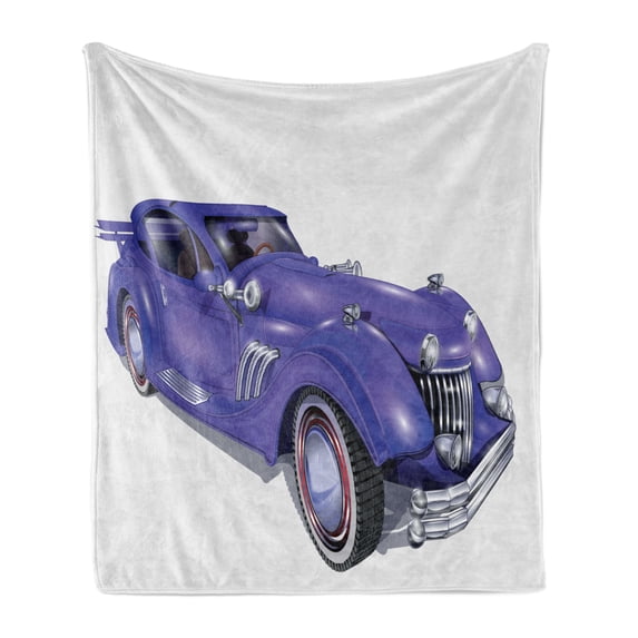 Cars Soft Flannel Fleece Throw Blanket, Custom Vehicle with Aerodynamic Design for High Speeds Cool Wheels Hood Spoilers, Cozy Plush for Indoor and Outdoor Use, 50" x 70", Violet Blue, by Ambesonne