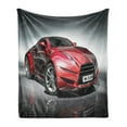thumbnail image 1 of Cars Soft Flannel Fleece Throw Blanket, Modern Era Sports Car Designed for Spirited Performance and Fast Speed Racing Print, Cozy Plush for Indoor and Outdoor Use, 50" x 70", Grey Red, by Ambesonne, 1 of 5