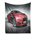 thumbnail image 1 of Cars Soft Flannel Fleece Throw Blanket, Modern Era Sports Car Designed for Spirited Performance and Fast Speed Racing Print, Cozy Plush for Indoor and Outdoor Use, 70" x 90", Grey Red, by Ambesonne, 1 of 5