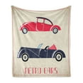 thumbnail image 1 of Cars Soft Flannel Fleece Throw Blanket, Old Fashioned Cars Convertible Urban Vehicles Classical Roadsters, Cozy Plush for Indoor and Outdoor Use, 70" x 90", Dark Coral Night Blue, by Ambesonne, 1 of 5