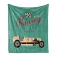 thumbnail image 1 of Cars Soft Flannel Fleece Throw Blanket, Poster Print of a Classic Vintage Automobile Nostalgia Rally Antique Machine, Cozy Plush for Indoor and Outdoor Use, 60" x 80", Teal Ruby Cream, by Ambesonne, 1 of 6