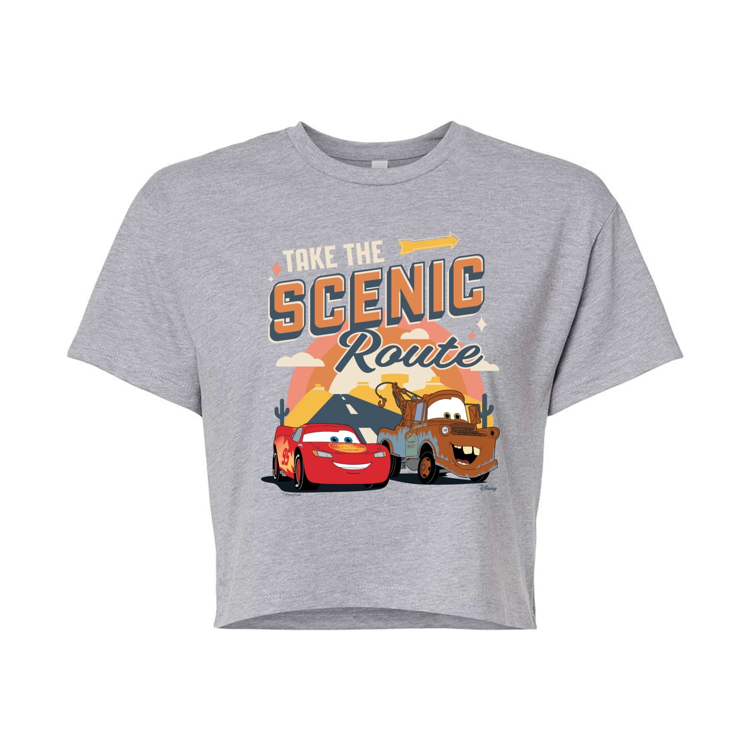 Cars - Take The Scenic Route - Juniors Cropped Graphic T-Shirt ...