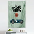 thumbnail image 1 of Cars Tapestry, Classical Vintage Car Poster Racing Sports Competition Theme, Fabric Wall Hanging Decor for Bedroom Living Room Dorm, 5 Sizes, Reseda Green Petrol Blue, by Ambesonne, 1 of 1