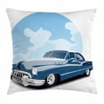 thumbnail image 1 of Cars Throw Pillow Cushion Cover, Old Timer Vintage Automobile Collector's Revival Nostalgia American Culture, Decorative Square Accent Pillow Case, 18 X 18 Inches, Blue Pale Blue Black, by Ambesonne, 1 of 2