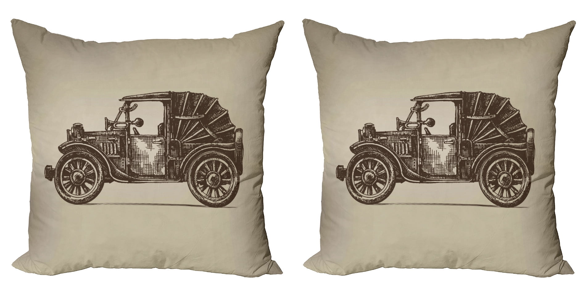 Cars Throw Pillow Cushion Cover Pack of 2, Classic Retro Car Design