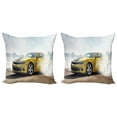 thumbnail image 1 of Ambesonne Cars Throw Pillow Cover 2 Pack, Racing Sports Drifting Men, 18", Yellow, 1 of 6