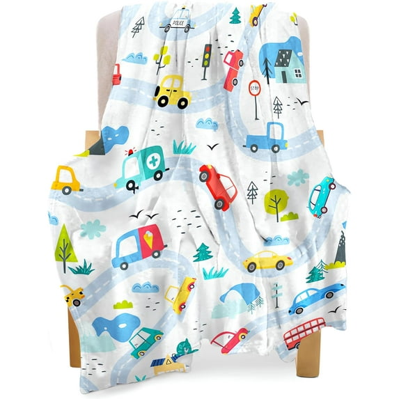Cars Toddler Blankets for Daycare, Soft Warm Fleece Blanket for Kids Small Plush Nap Blanket for Boys Girls Birthday Throw Blanket 40x50