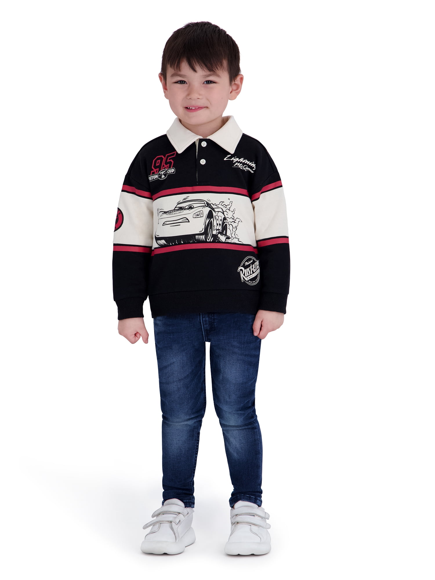 Cars Toddler Boy Long Sleeve Rugby Shirt, Sizes 12M-5T