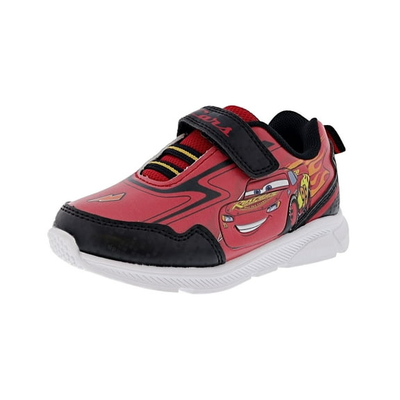 Cars Toddler Boys Hook & Loop Athletic Sneaker (Toddler/Little Kids), Red/Black, 10 Toddler