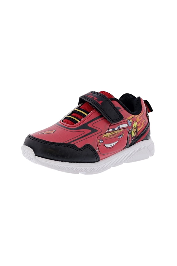 Cars Toddler Boys Hook & Loop Athletic Sneaker (Toddler/Little Kids), Red/Black, 11 Little Kids