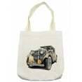 thumbnail image 1 of Cars Tote Bag, Vintage Vehicle Design Retro Car Hand Drawn Digital Classical Automobile Print, Cloth Linen Reusable Bag for Shopping Books Beach and More, 16.5" X 14", Cream, by Ambesonne, 1 of 2