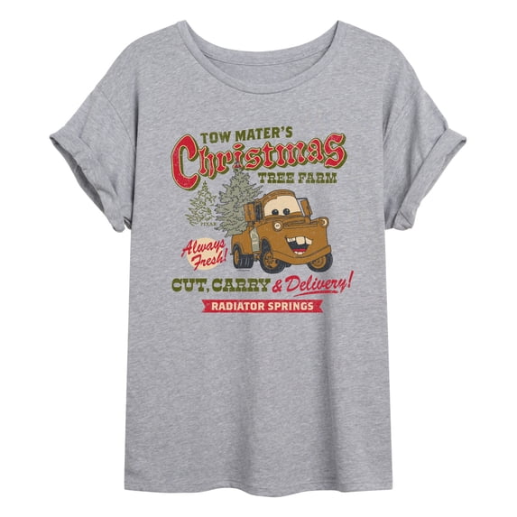 Cars - Tow Mater's Christmas Tree Farm - Juniors Oversized Graphic T-Shirt