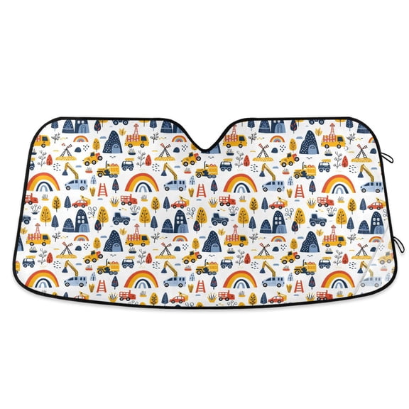 Cars Tree Rainbow Car Windshield Sun Shade Foldable Car Front Window Visor Heat and UV Protection 53x23.5