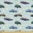 thumbnail image 1 of Cars Upholstery Fabric by the Yard, Absurd Design with Vintage Cars in the Air with Clouds Old Vehicles Pattern, Decorative Fabric for DIY and Home Accents, 1 Yard, Pale Blue Teal Umber by Ambesonne, 1 of 4