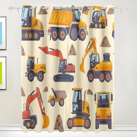 Cars and Soil Black Out Curtains 72 Inch Length Curtains for Sliding Glass Doors Bedroom Living Room 2 Pack