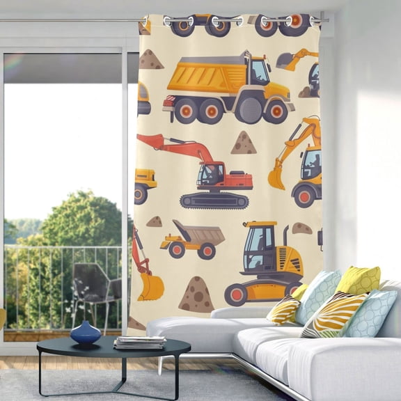 Cars and Soil Blackout Curtain Panels Drapes Privacy Assured with Light Filtering Curtains for Living room Bedroom Bathroom Window