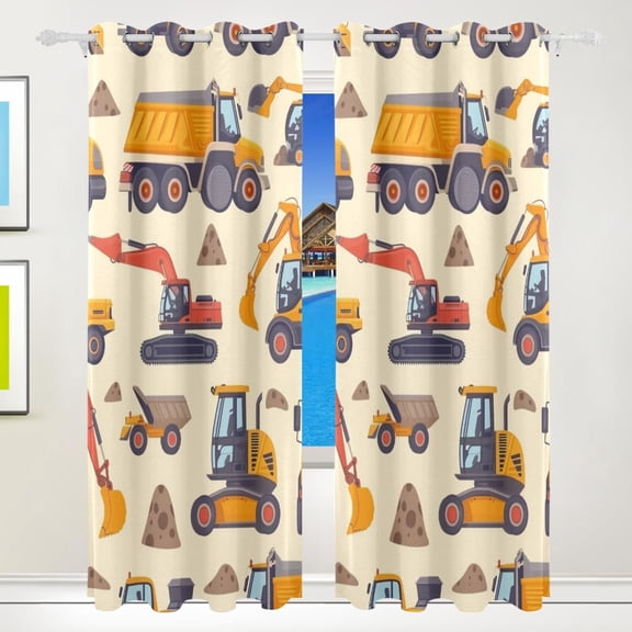 Cars and Soil Curtains Black Out 72 Inch Length Curtains for Sliding Glass Doors Bedroom Living Room 2 Pack