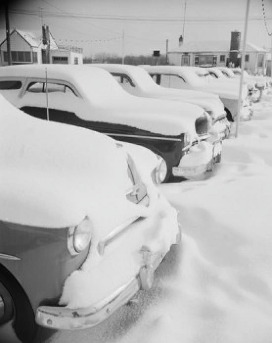 Cars covered with snow in winter Canvas Art - (24 x 36)