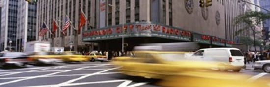 Cars in front of a building Radio City Music Hall New York City New York State USA Canvas Art - Panoramic Images (36 x 12)
