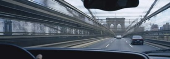 Cars moving on the bridge Brooklyn Bridge New York City New York State USA Canvas Art - Panoramic Images (36 x 13)