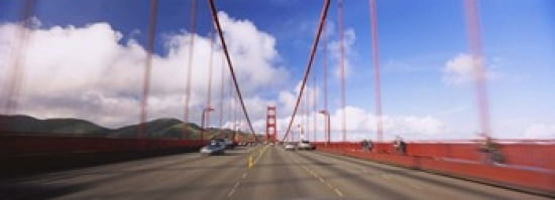 Cars on a bridge Golden Gate Bridge San Francisco California USA Canvas Art - Panoramic Images (18 x 7)