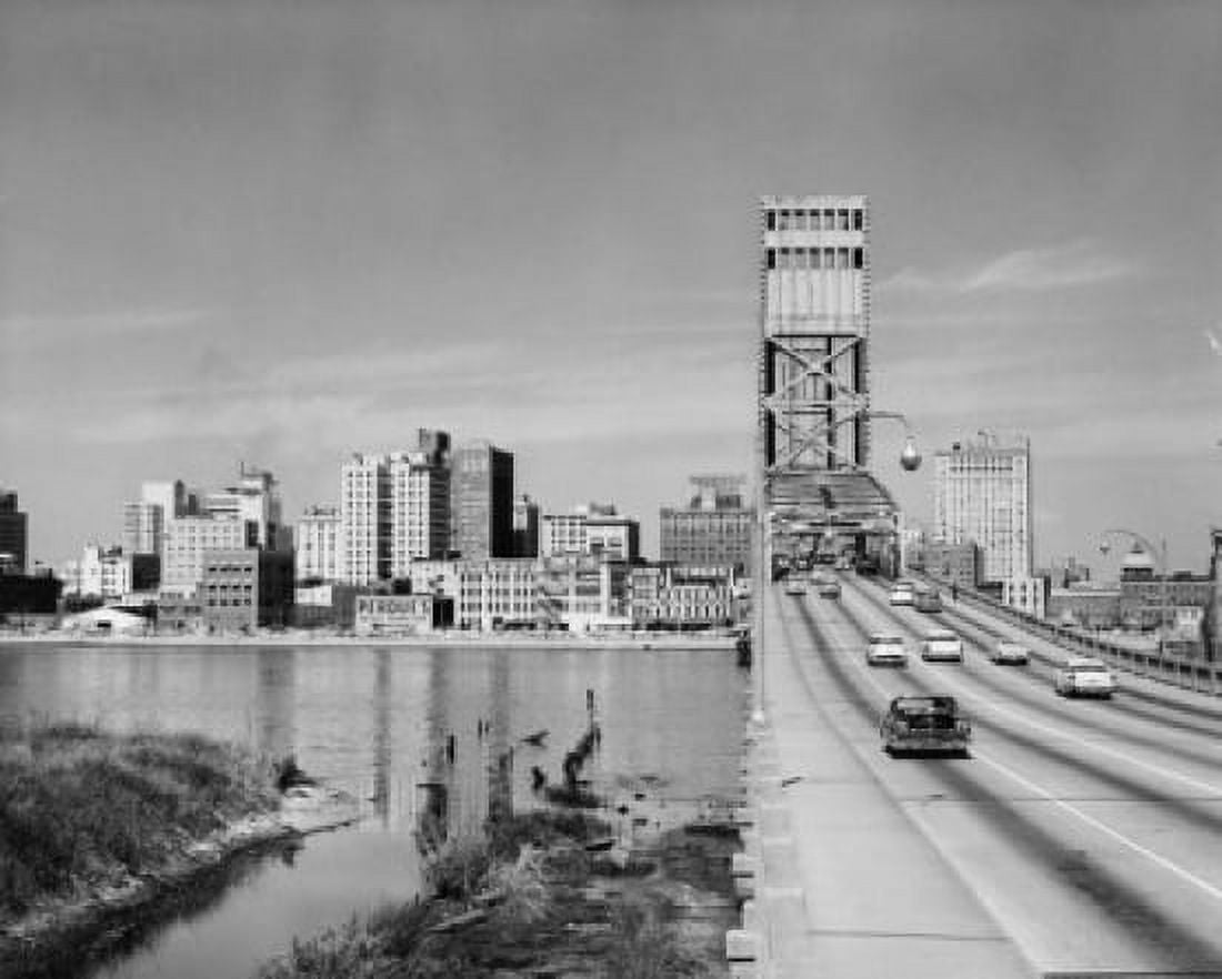 Cars on a cantilever bridge Main Street Bridge St Johns River Jacksonville Florida USA Canvas Art - (18 x 24)