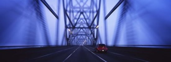 Cars on a suspension bridge Bay Bridge San Francisco California USA Canvas Art - Panoramic Images (36 x 13)