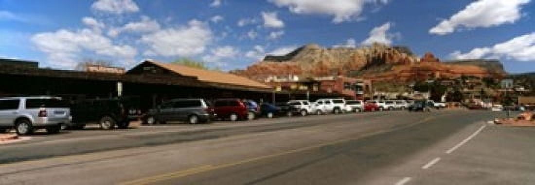 Cars parked at the roadside Sedona Coconino County Arizona USA Canvas Art - Panoramic Images (18 x 7)