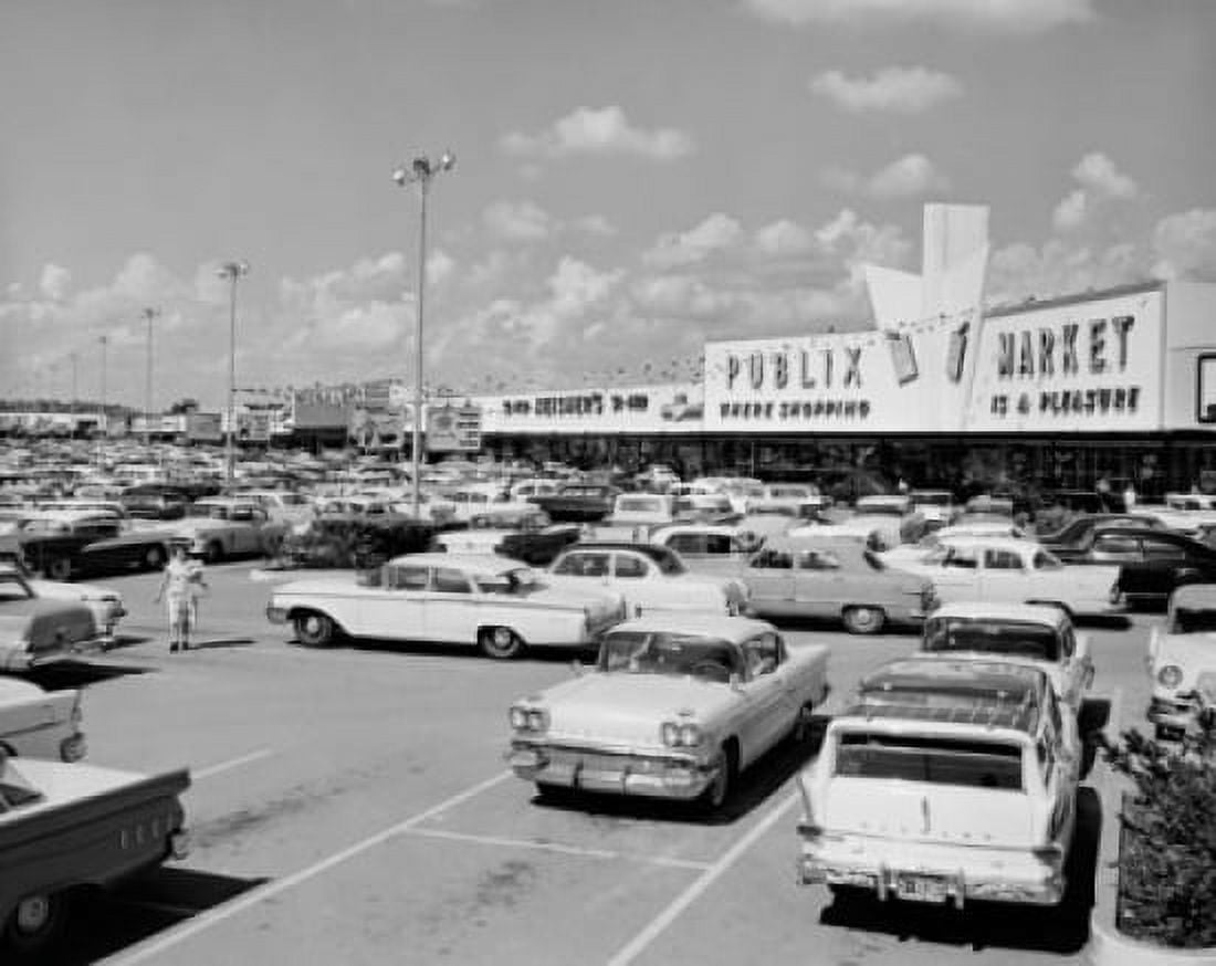 Cars parked in front of a shopping mall North Gate Shopping Center Tampa Florida USA Canvas Art - (18 x 24)