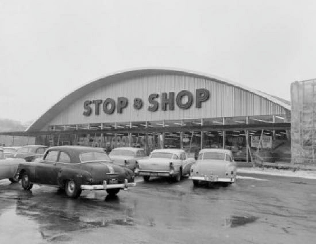 Cars parked outside Stop & Shop market Canvas Art - (18 x 24)