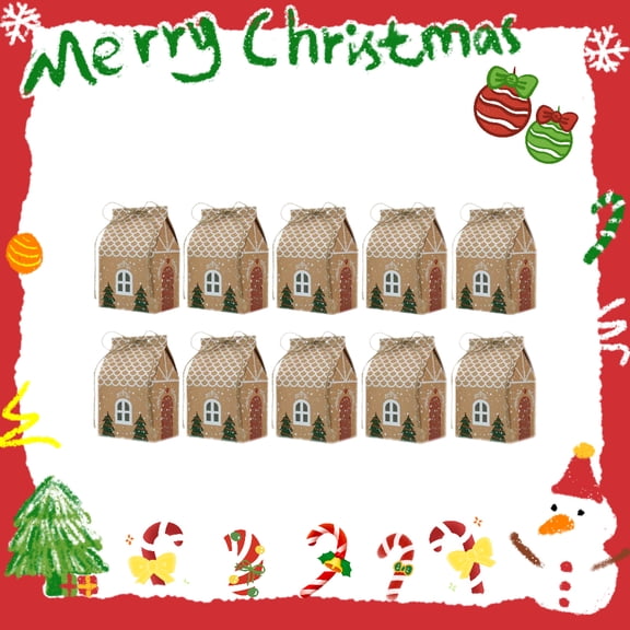 Carsablanco Christmas Gift Wrap Boxes, Mini House Shaped Party Favor Bags for Wedding & New Year