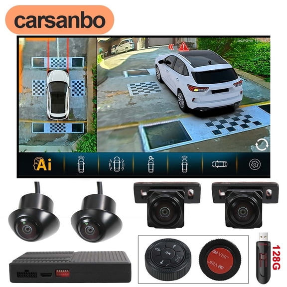 Carsanbo DV600AI Series 360° Camera System 3D Surround View Automatic Backup Camera Steering View 24 Hour Loop Parking Recording
