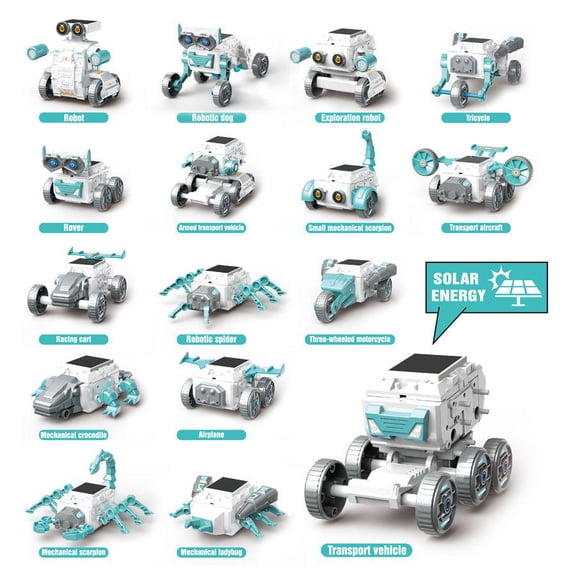 Carsky 16-in-1 Solar Robot Building Kit, DIY STEM Robot Model Set with Solar Powered Moving Parts, Creative Engineering Project Gift