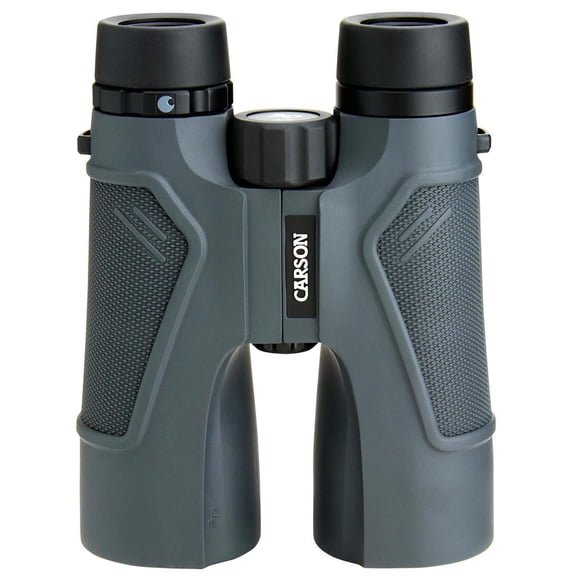 Carson 10x50mm 3D Series Water Proof Roof Prism Binocular with 5.0 Degree Angle of View, Gray, USA
