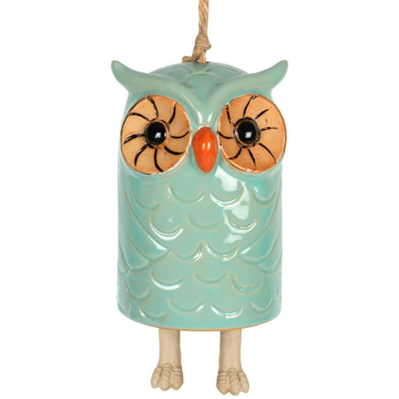 Carson 11.5" Owl Ceramic Bell - Stoneware Decorative Bell for Owl Home Decor - Owl Home Decor