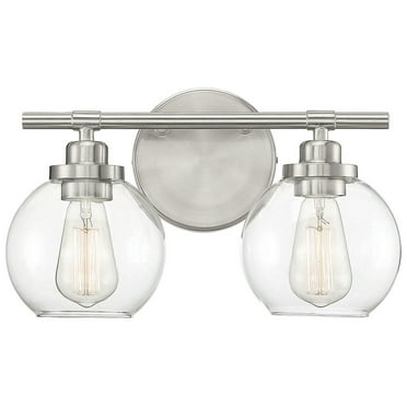 Carson 2-Light Bathroom Vanity Light in Satin Nickel
