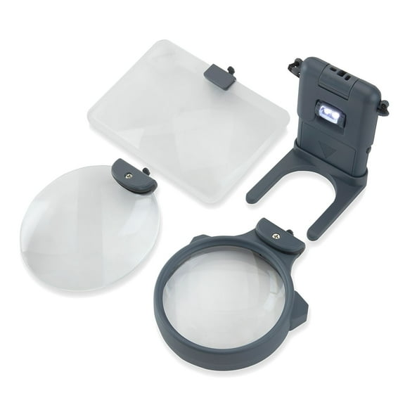 Carson 3-in-1 Magnifying Glass with Light, Handsfree Hobby Magnifier Set (HM-30)