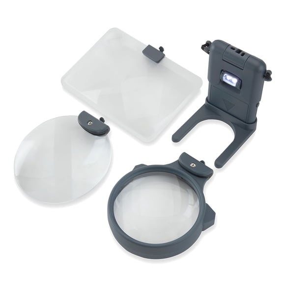 Carson 3-in-1 Magnifying Glass with Light, Handsfree Hobby Magnifier Set (HM-30)