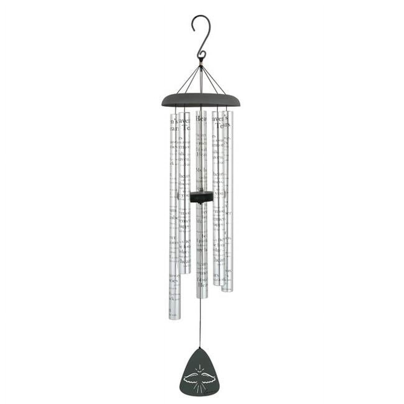 30-Inch Silver Aluminum Memorial Wind Chime with Sentimental Message