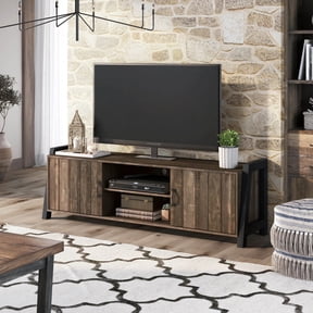 Carson 6-Shelf Wood 66" TV Stand with Wire Management, Reclaimed Oak