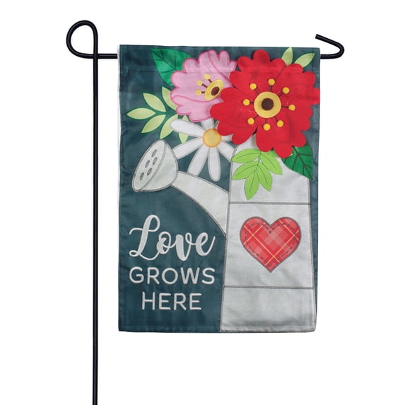 Carson Applique Garden Flag - Watering Can, Double Sided 12.5" x 18"