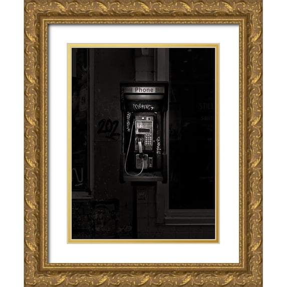 Carson, Brian 12x14 Gold Ornate Wood Framed with Double Matting Museum Art Print Titled - Phone Booth No 4