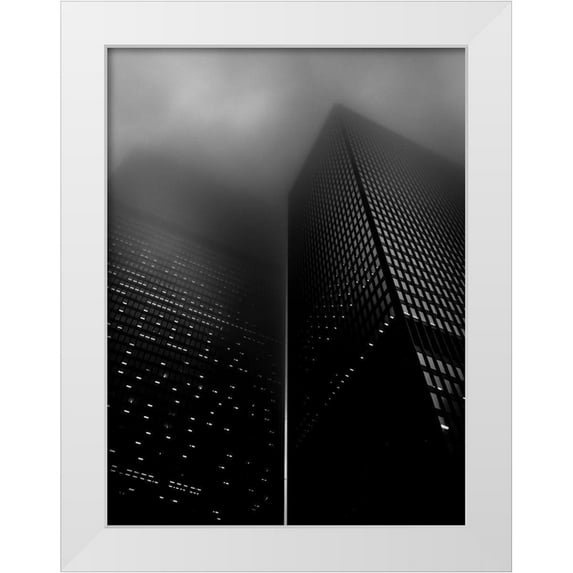 Carson, Brian 12x14 White Modern Wood Framed Museum Art Print Titled - Downtown Toronto Fogfest No 40