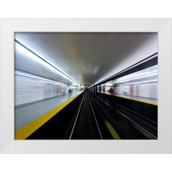Carson, Brian 14x12 White Modern Wood Framed Museum Art Print Titled - Toronto Subway System Speed No 3