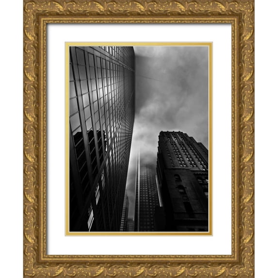Carson, Brian 15x18 Gold Ornate Wood Framed with Double Matting Museum Art Print Titled - Downtown Toronto Fogfest No 4
