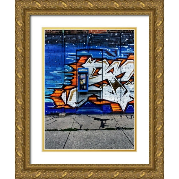 Carson, Brian 19x24 Gold Ornate Wood Framed with Double Matting Museum Art Print Titled - Phone Booth No 12 Color