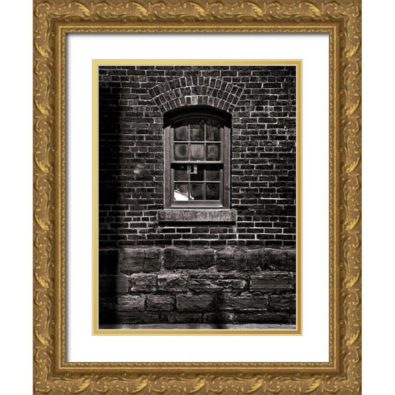 Carson, Brian 19x24 Gold Ornate Wood Framed with Double Matting Museum Art Print Titled - Toronto Distillery District Windows No 4