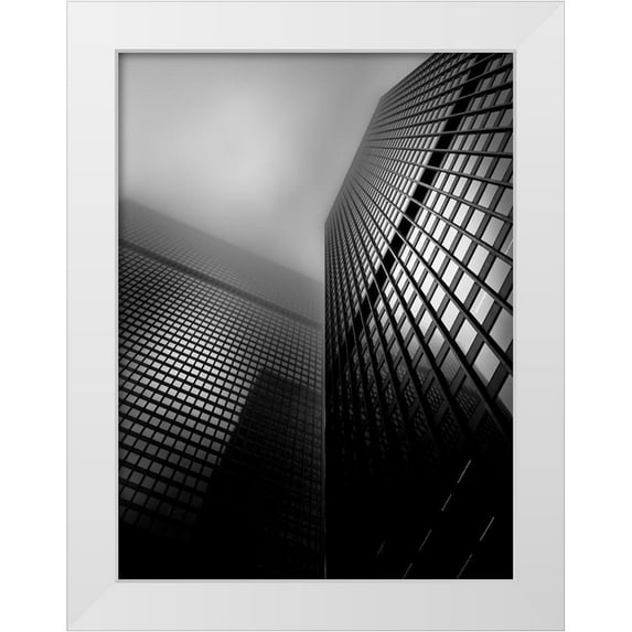 Carson, Brian 19x24 White Modern Wood Framed Museum Art Print Titled - Downtown Toronto Fogfest No 27